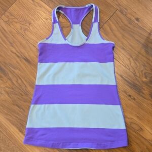 lululemon athletica Purple and Light Blue Striped Tank Top
